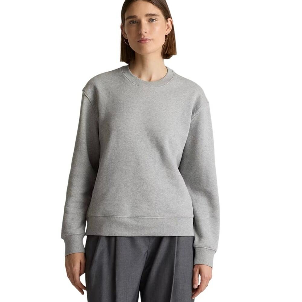 New Quince Womens Small Organic Cotton Heavyweight Fleece Crew Gray Preppy